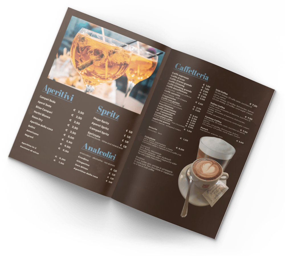 Menu stampati